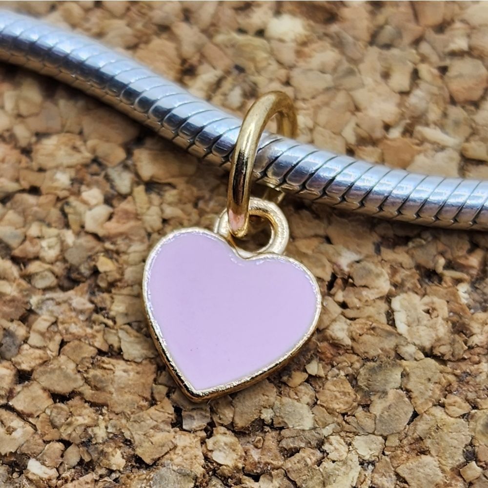 5/$21 Pink And Gold Heart Charm For Pandora Bracelets